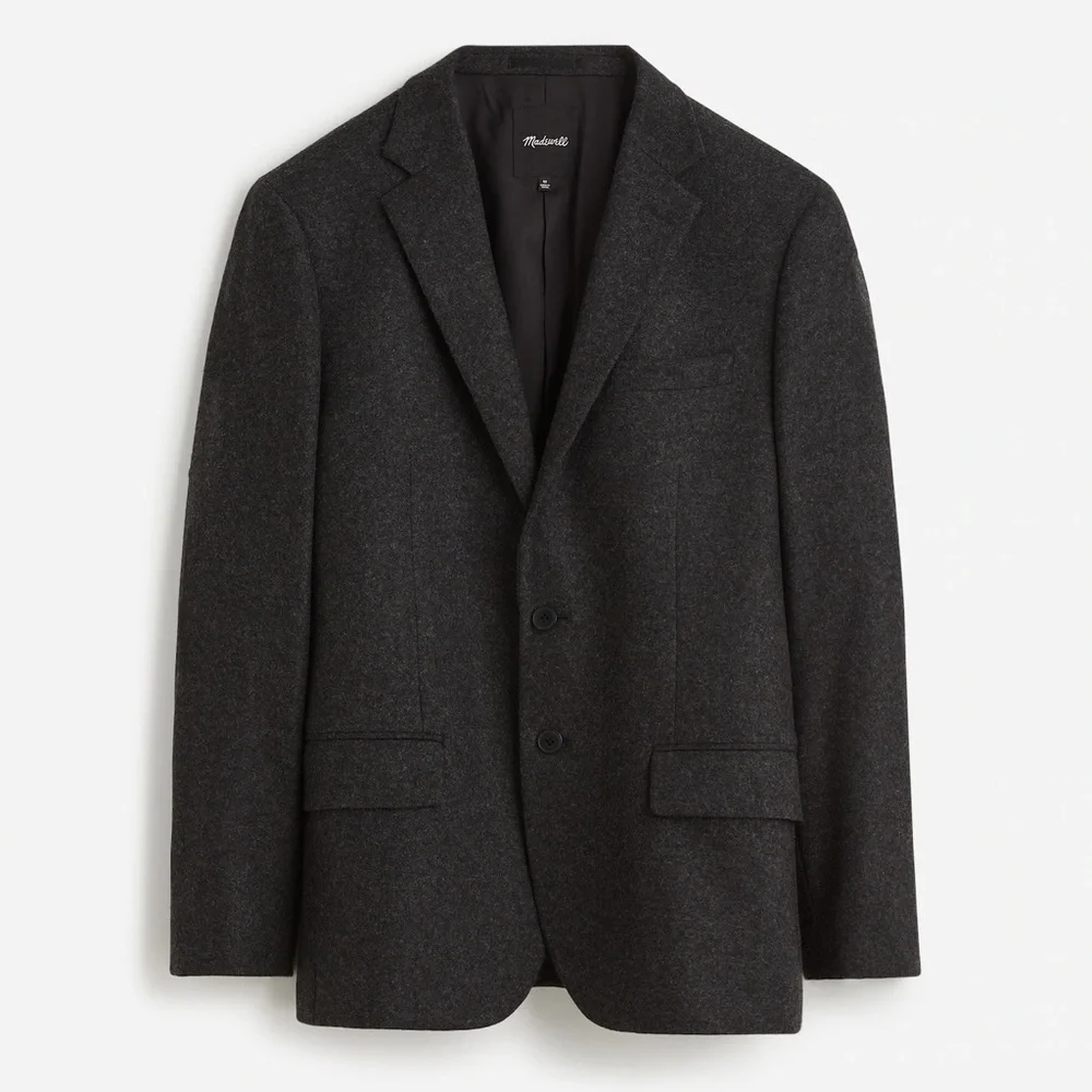 NWOT Madewell Roebling Two-Button Blazer in Italian Fabric 40R -Heather Charcoal
